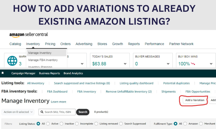 HOW TO ADD VARIATIONS TO ALREADY EXISTING AMAZON LISTING?